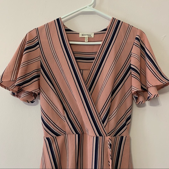 Monteau Pink Stripe Wrap Dress in Small - Picture 3 of 9